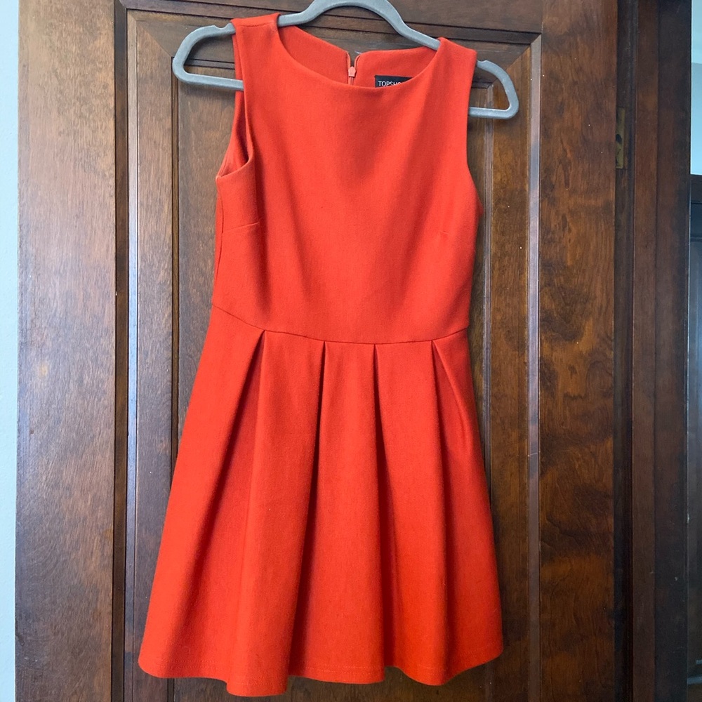 Top Shop Petites Red Pleated Dress